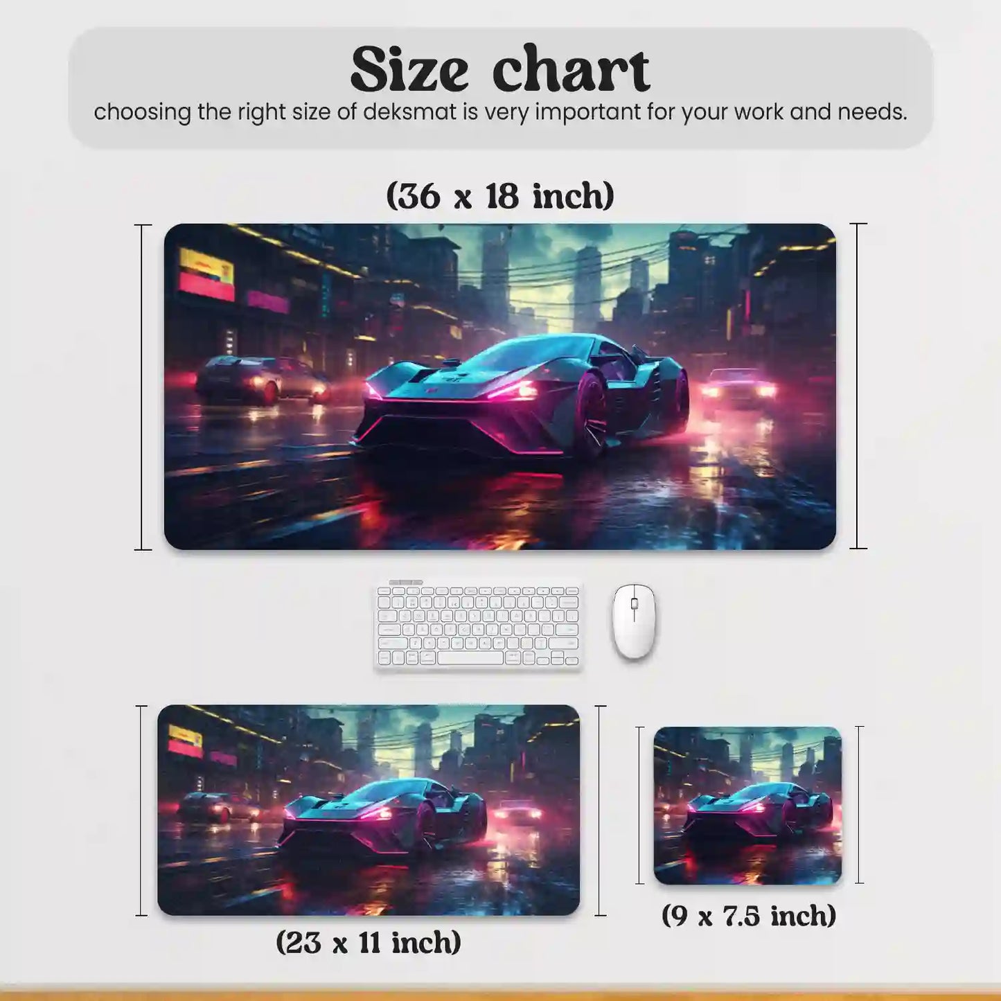 Neon Night Racer Desk Mat