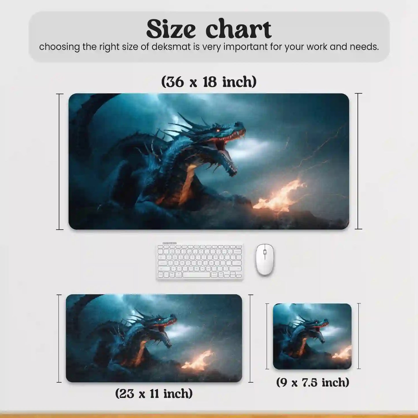 Fierce Dragon in Stormy Night Desk Mat