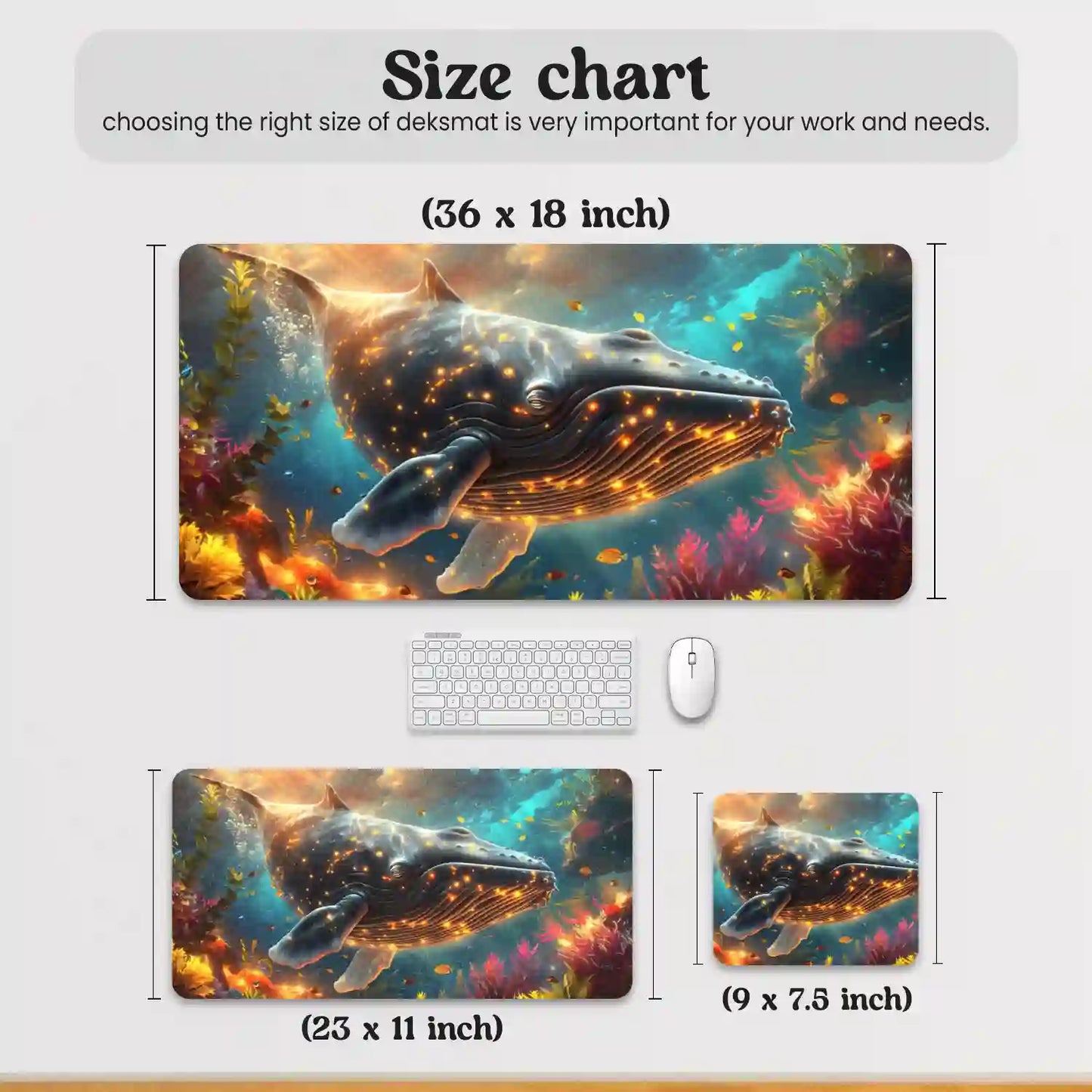 Enchanted Whale in Vibrant Reef Desk Mat