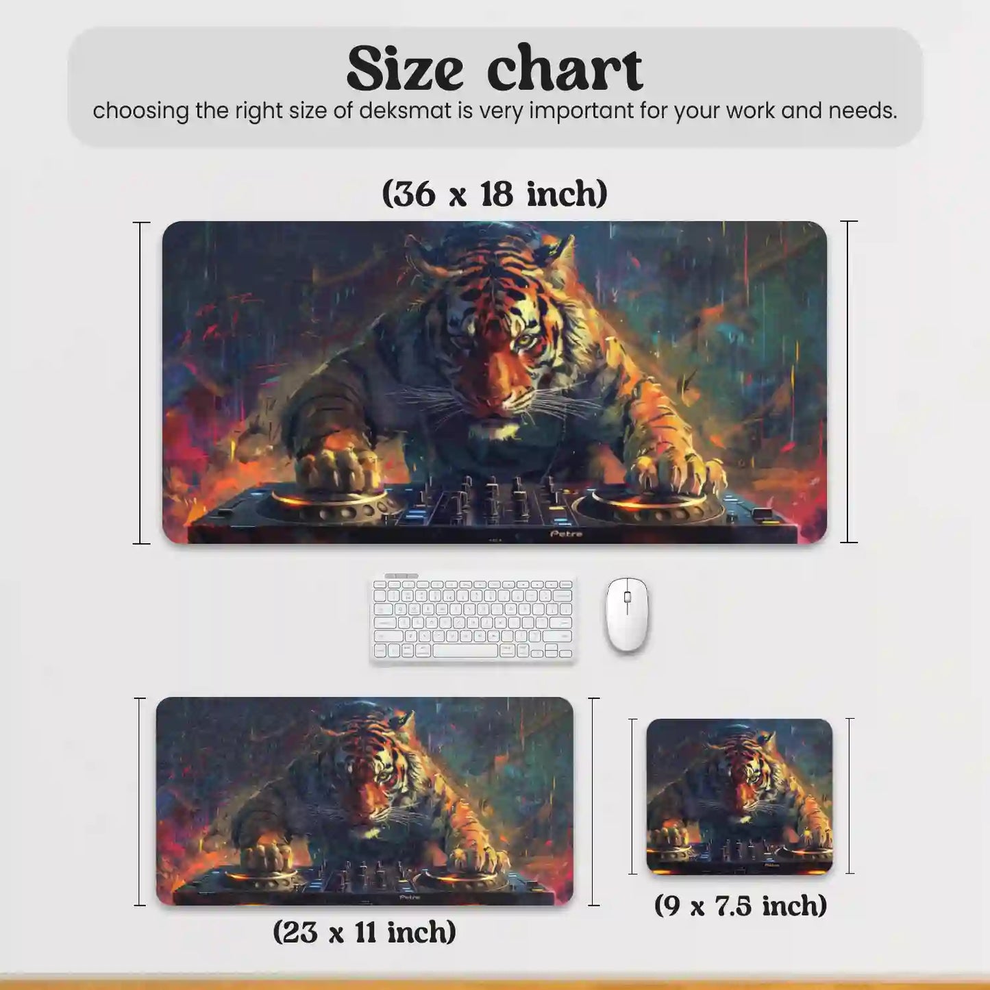 Tiger DJ in Action Desk Mat